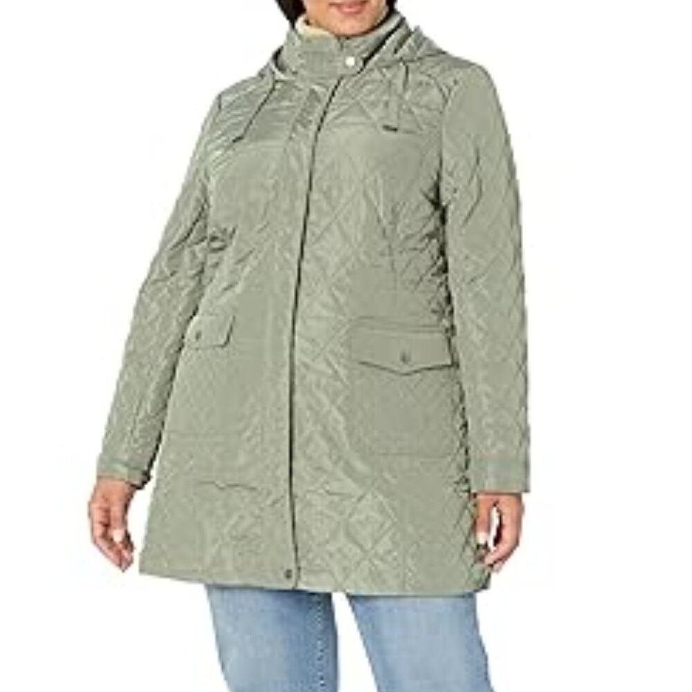 Evans Lightweight Quilted Coat Hood Pockets Sz 18 NWT